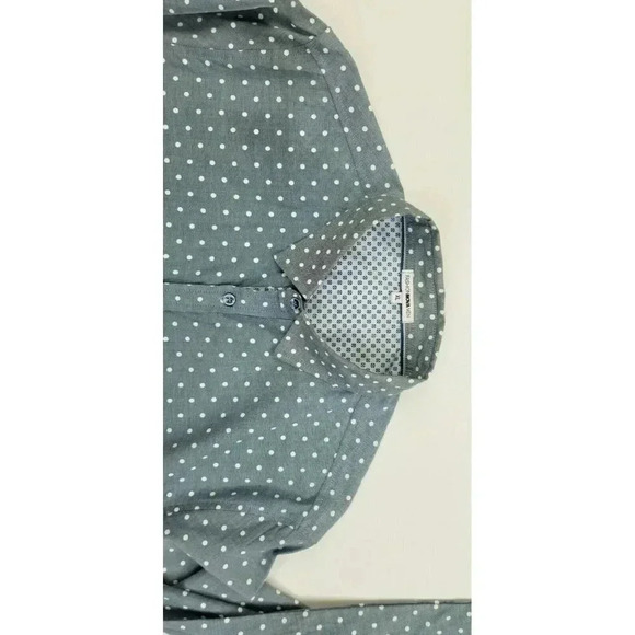 Fashion Nova Size XL Men's Sheer Gray White Polka Dots Long Sleeve Cotton Shirt - Picture 5 of 11
